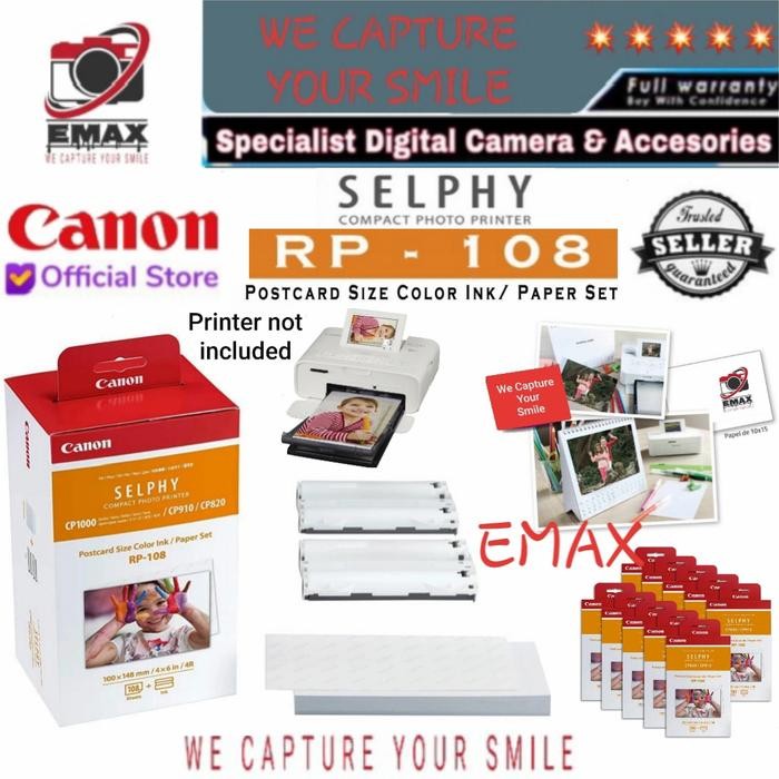 HARGA DISKON CANON SELPHY RP-108 Photo Printer Ink Paper CP820 CP910 CP1000 Canon Selphy RP108