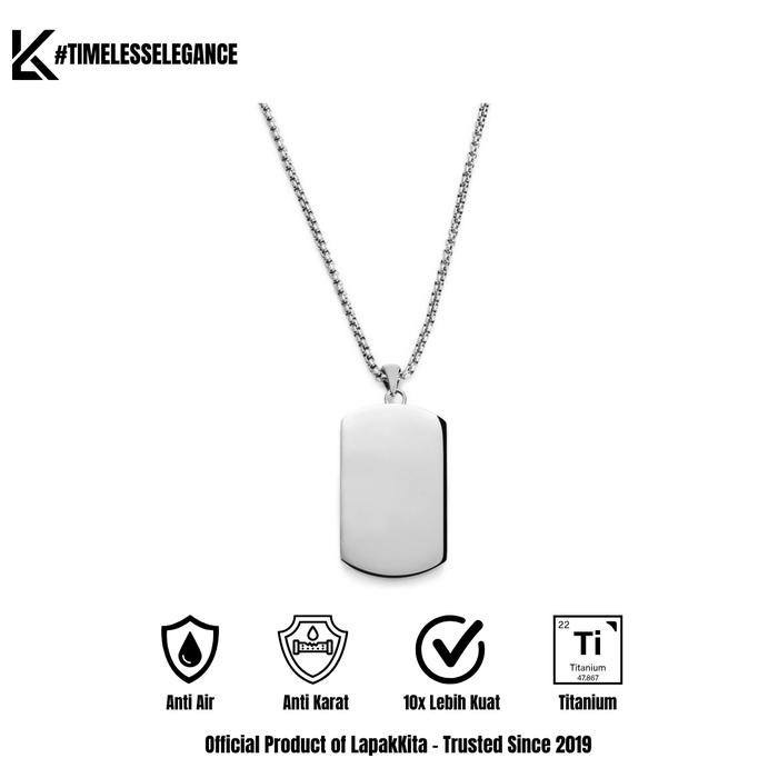 Kalung Titanium Pria Warna Silver Anti Karat / Kalung Pria Baja Putih Liontin Silver
