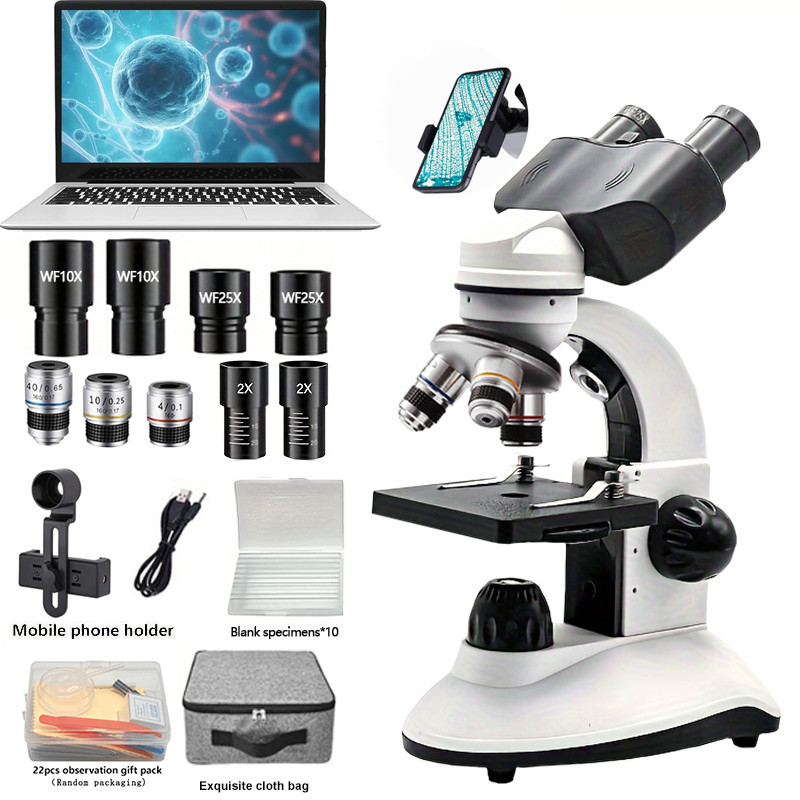 Biological Binocular Microscope, Portable Adult Microscope With Dual Light Sources,Binocular