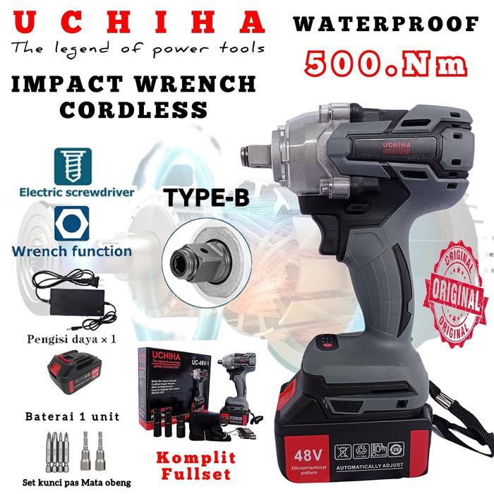 UCHIHA 13MM CORDLESS IMPACT WRENCH BRUSHLESS 500N.M impact baterai 48V