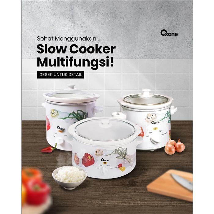 Oxone Slow Cooker Ox-821Ov 5Liter Oval Panci Keramik Listrik 5L Ox821Ov