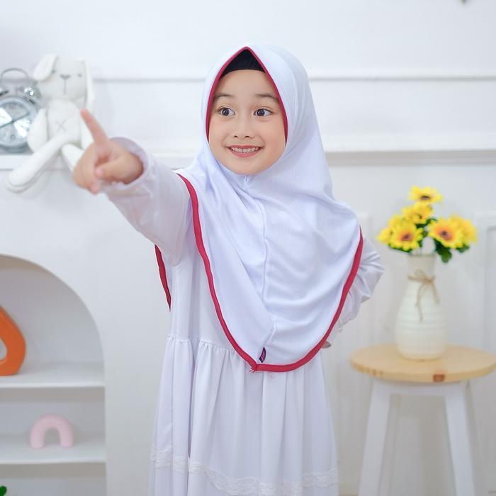 ASLI Jilbab Anak SD SERUT PINGUIN 6-10 Tahun Hijab Anak Sekolah SD Muslim Kerudung Instan Putih