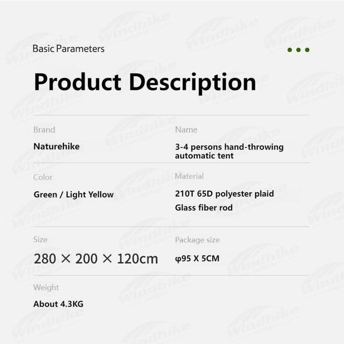 Tenda Otomatis 3 4 Orang Tunnel Camping Naturehike Cnh22Zp006