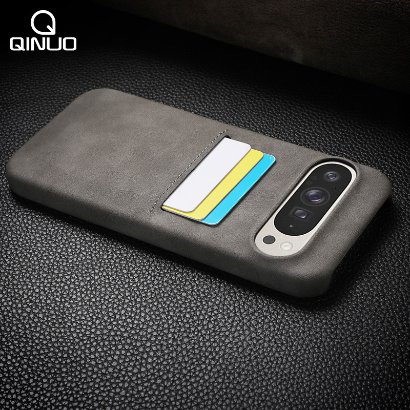 Luxury Sheep Skin Style With Card Pocket Phone Case For Google Pixel 8 A 9 Pro Xl Matte Leather Clip