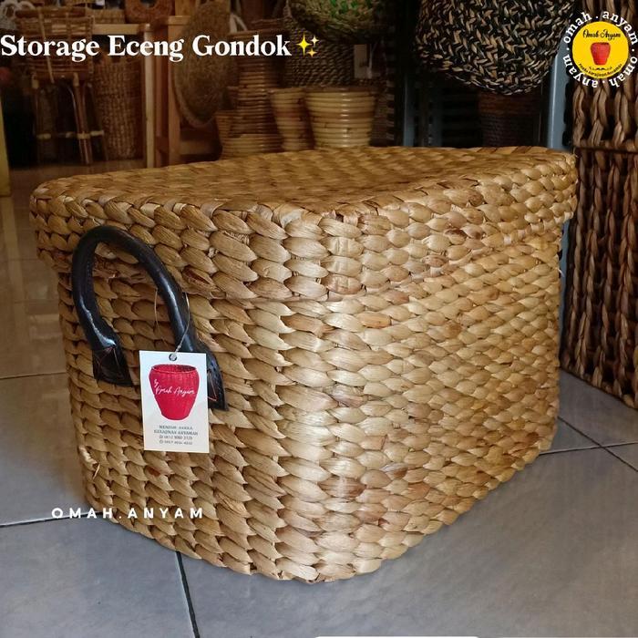 Keranjang Anyaman Tutup/Box Anyam/Kotak Anyaman Eceng Gondok/Hampers Original