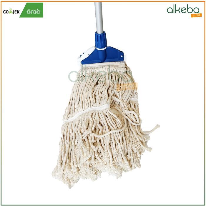 Shiny- Mop Pel Set Komplit Kain Putih Standar / Tongkat + Frame Mop + Kain - Pel Set Tarik Dorong