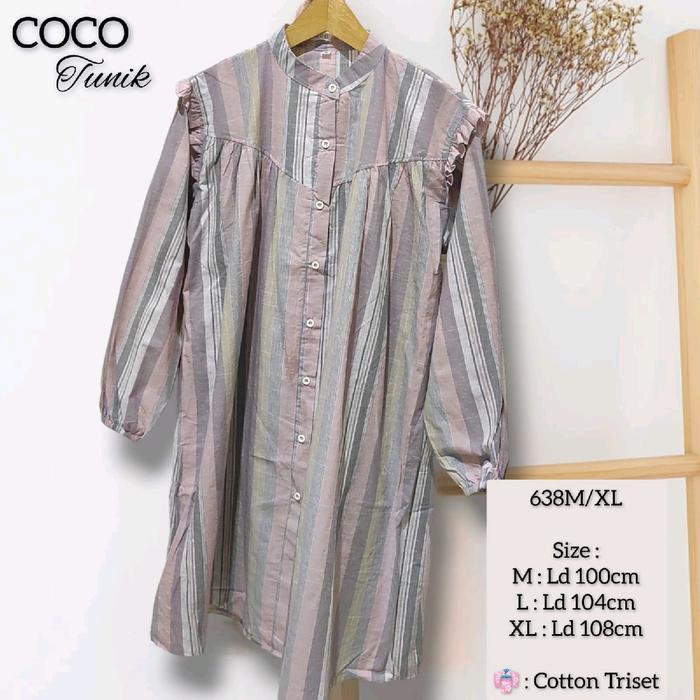 olfc- Tunik Wanita Lengan Panjang Katun Triset Formal Nyaman Panjang