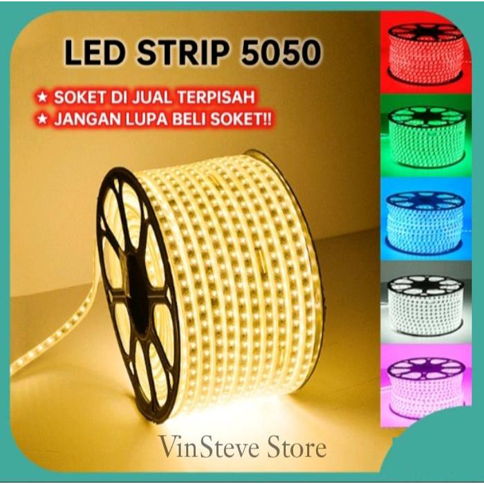 TERLARIS Lampu LED Flexible Strips Selang SMD 5050 AC 220V Harga Meteran READY