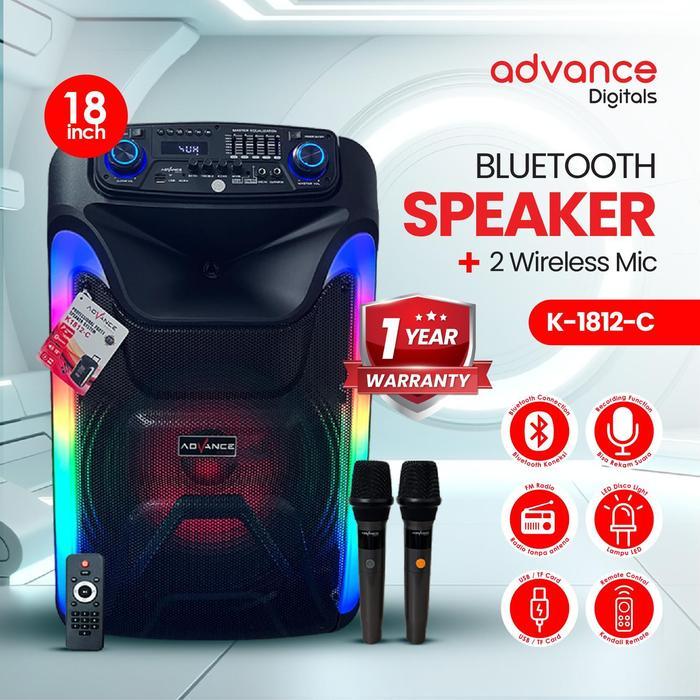 COD ADVANCE Portable K1812-C Speaker Profesional Party  RMS 100W 18inch - GARANSI RESMI karokean pak