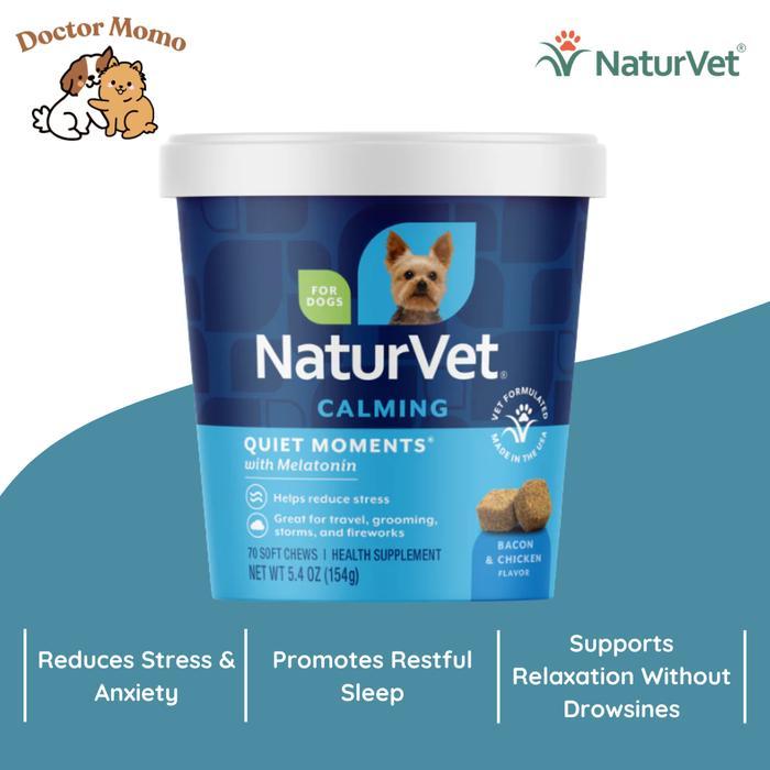 [Ecer Per 10 Tab] Naturvet Calming Aid Quiet Moments Plus Melatonin Quiet Moment Dog Supplement