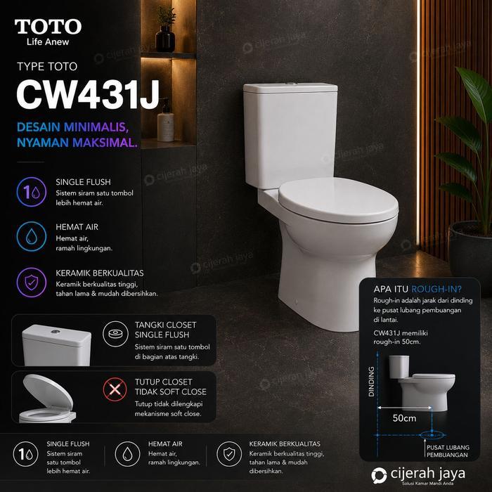 KLOSET DUDUK TOTO CW431J / MONOBLOK CLOSET TOTO CW 431J CW 431 J - CW431 BODY AJA