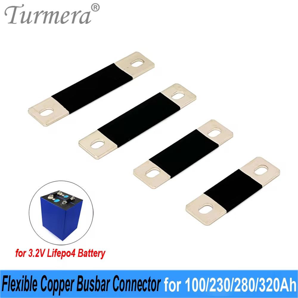 Turmera 12V Busbar Lifepo4 Battery Copper Connecter 50mm 56mm 72mm 80mm 2mm 300A Use in 100Ah 230Ah