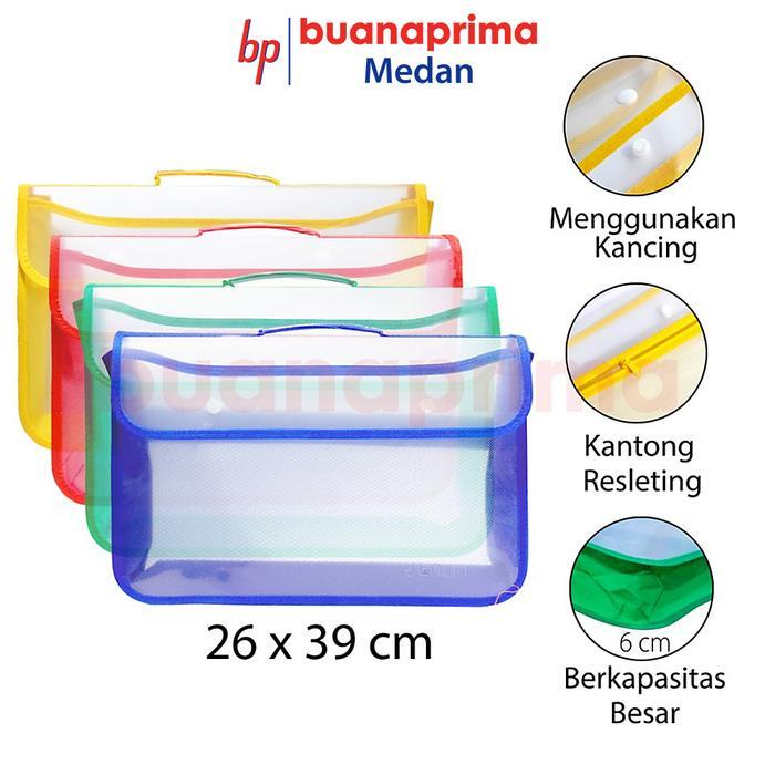 MAP 2 KANCING JALA F4 Doff Transparan Tas Plastik Bag Pegangan Folio