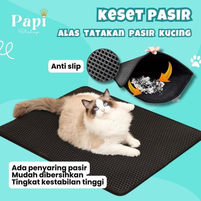 Keset Pasir Kucing Alas Liter Box Alas Kotoran Pasir Kucing Anti Tumpah Alas Keset Kotoran Pasir