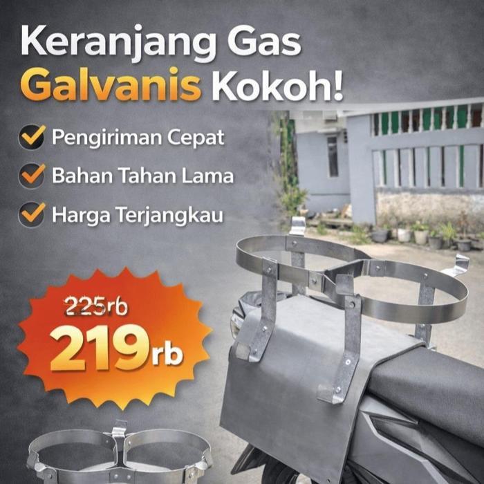 Keranjang Gas Motor Galvanis Tebal Anti Goyang Spon 6Mm Kapasitas 10 Lpg 3Kg - Ferro Living Terbaru