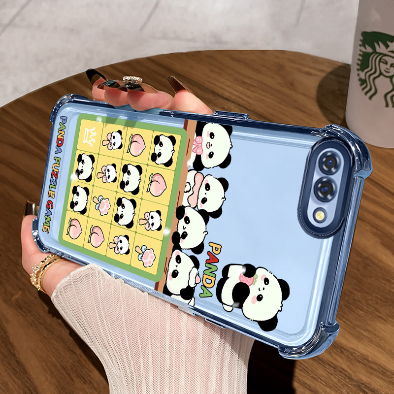 Casing Hp untuk OPPO A5 A3s A12E Realme C1 Case Peach Panda Kasing Airbag melindungi Cesing Diskon K