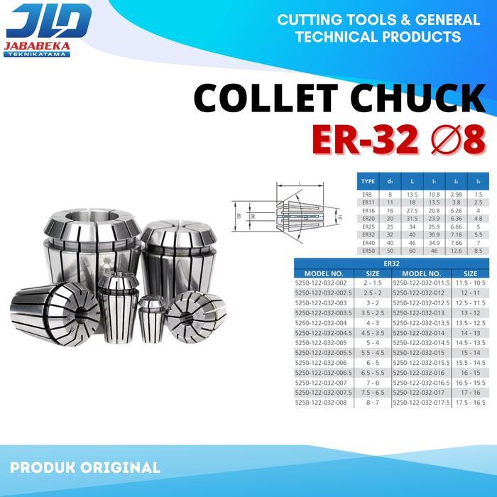 Ada Stok Collet ER32 Diameter 8 mm Collet ER32 Diameter. 8mm