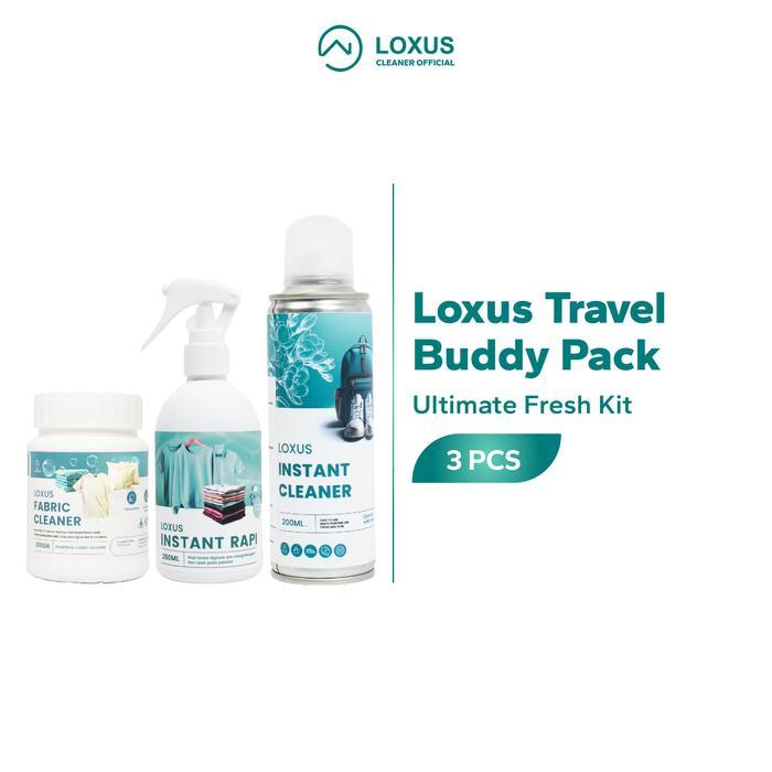 Loxus Travel Buddy Pack - Loxus Instant Rapi, Loxus Instant Cleaner dan Loxus Fabric Cleaner Diskon