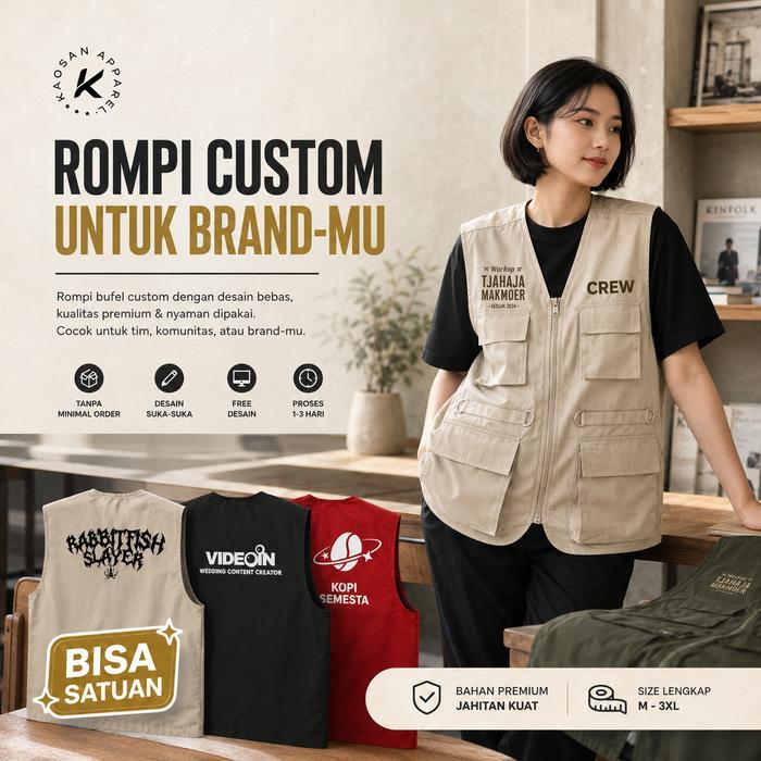 Rompi Custom / Vest Custom Satuan / Rompi Lapangan Tactical Custom Terlaris