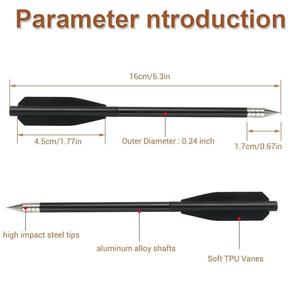 1224 Pack Archery Pistol 6.3" Crossbow Bolts Aluminium Crossbow Arrows for 5080lb Mini Crossbow