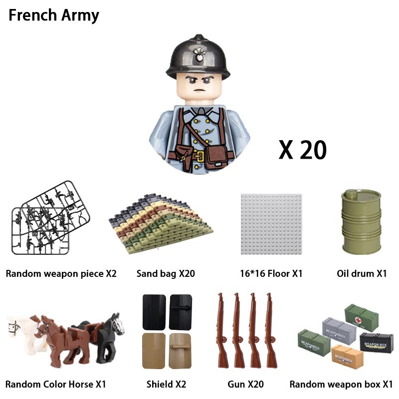 WWII US & German Army Military Figures Building Set WW2 Soldier DIY Kit, Army Playset Brick Toy,