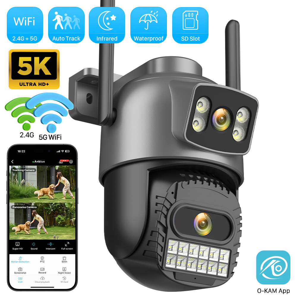 10MP 5K Wifi Surveillance Outdoor 8MP 4K Dual Lens AI Human Detect Auto-cruise 2.4Ghz&5Ghz Wifi