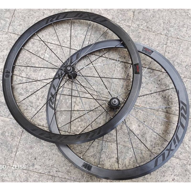 WHEELSET 700c RUJIXU 40 BLACK TINGGI 40MM ATAU 4CM LUBANG 16 DAN 21 HOLE SEPEDA BALAP ROADBIKE