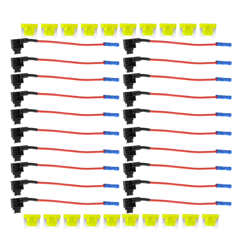 40 SETS CAR ADD-A-CIRCUIT MINI BLADE FUSE MICRO TAP HOLDER ADAPTER & 20A FUSE