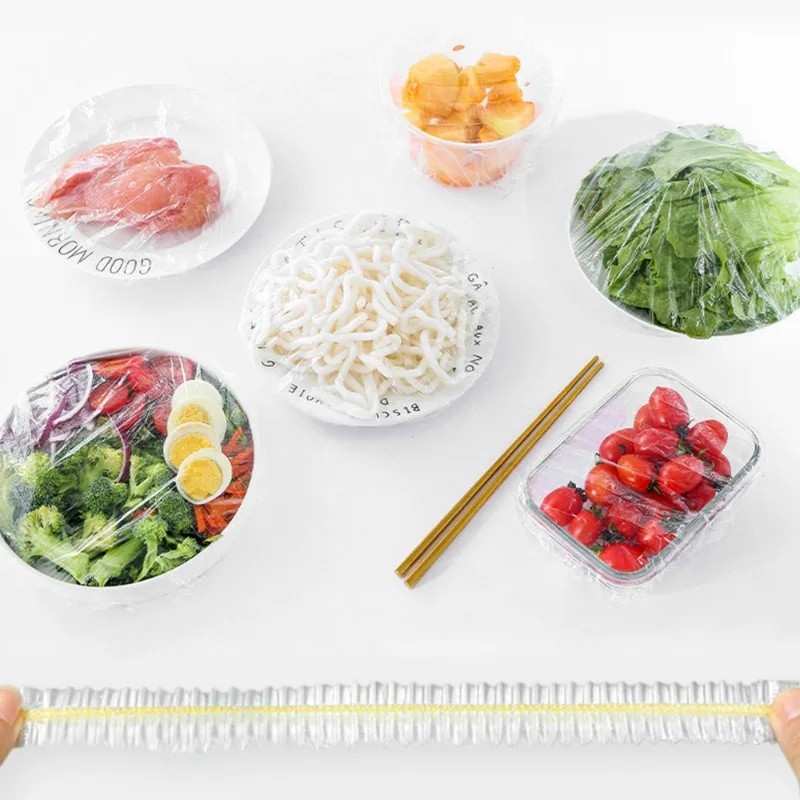 Disposable Food Cover Food Grade Home Fruit Vegetable Saran Wrap Storage Bag Elastic Plastic Wrap