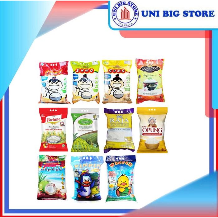 i5z3 Beras Premium Sumo Merah Hijau Sumo Kuning Fortune Sania 5 Kg