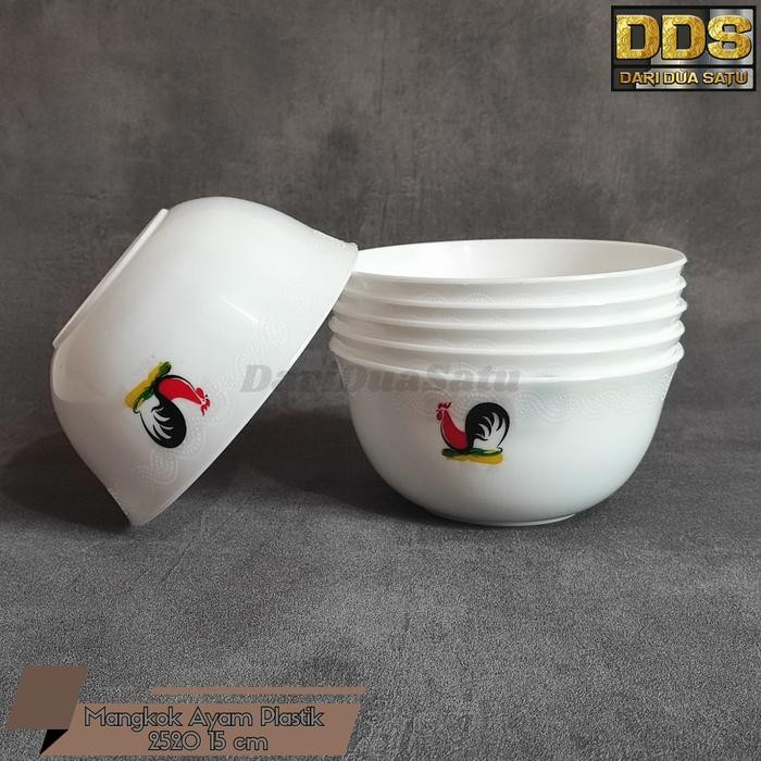 (Good) Mangkok Ayam Jago Plastik Putih Bening Mangkok Mie Bakso (6 pcs)