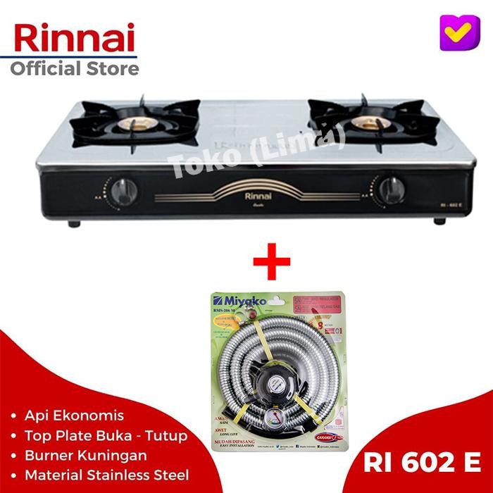 Kompor 2 Tungku Rinnai RI 602 E Kompor Stainless Rinnai 602E