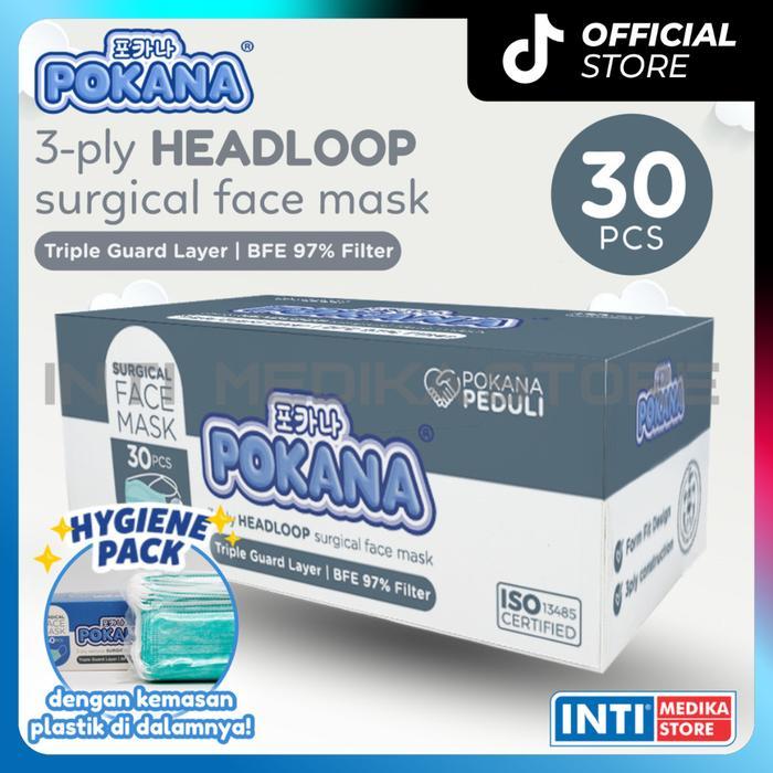 POKANA - Masker Headloop 3 Ply Masker Medis Pokana Masker Jilbab Pengait