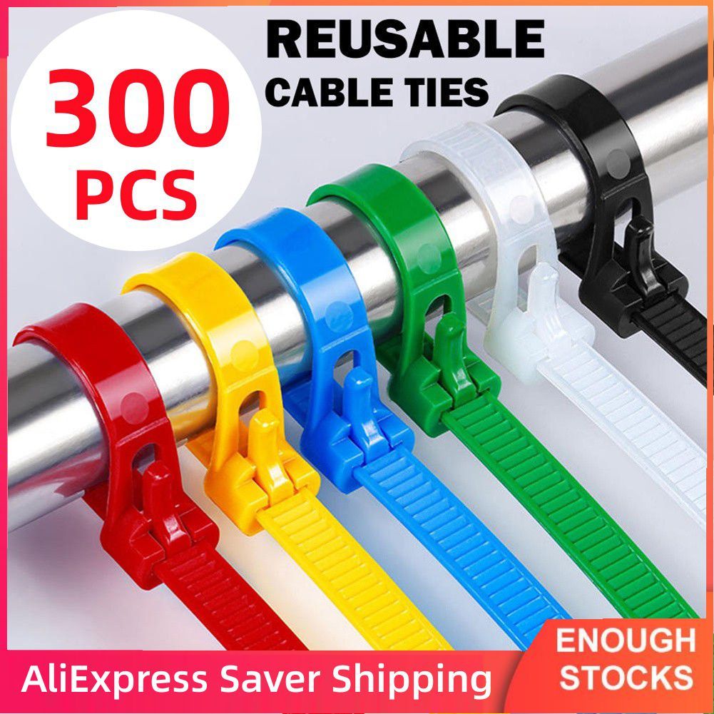 300pcs Reusable Cable Zip Ties  Easy To Use Heavy Duty Zip Tie