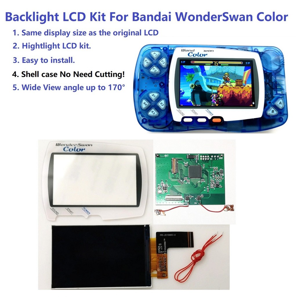 PROMO   Newest WSC Hightlight IPS LCD Screen DIY Kit Backlight Brightness For Bandai WonderSwan Colo