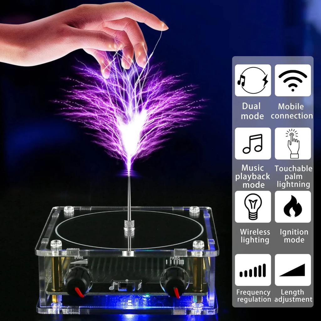 Mini Tesla Coil Speaker Bluetooth-compatible Music High Power Voltage Pulse Electric Arc Generator A