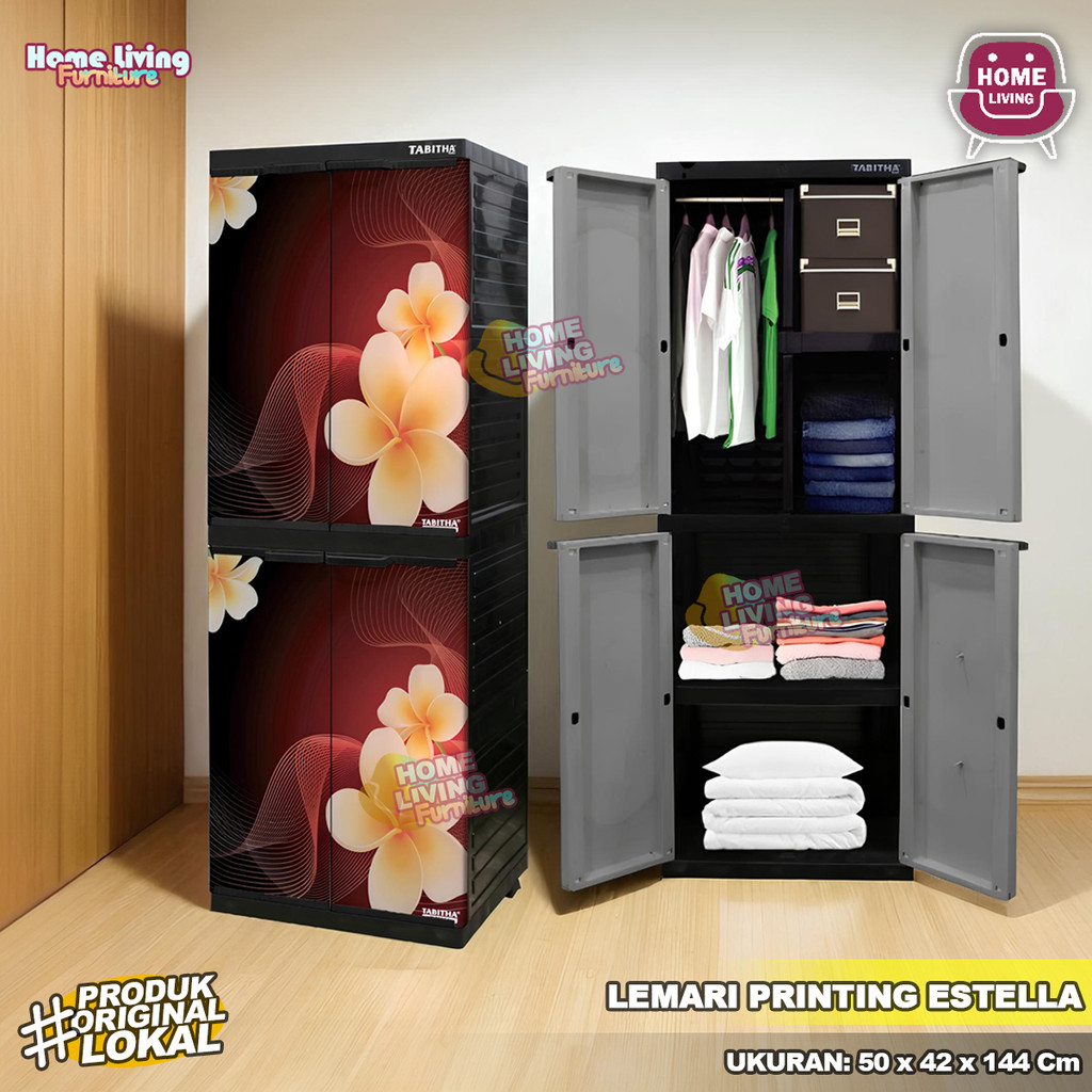 Lemari Pakaian Plastik Tabitha LS2P Estella Lemari Lemari 4 Susun Lemari Kaca Lemari Gantung