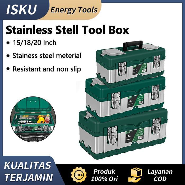 Ready Isku Tool Box Besar 20 Inch Kotak Perkakas Stainless Besar Tool Box Packing Aman
