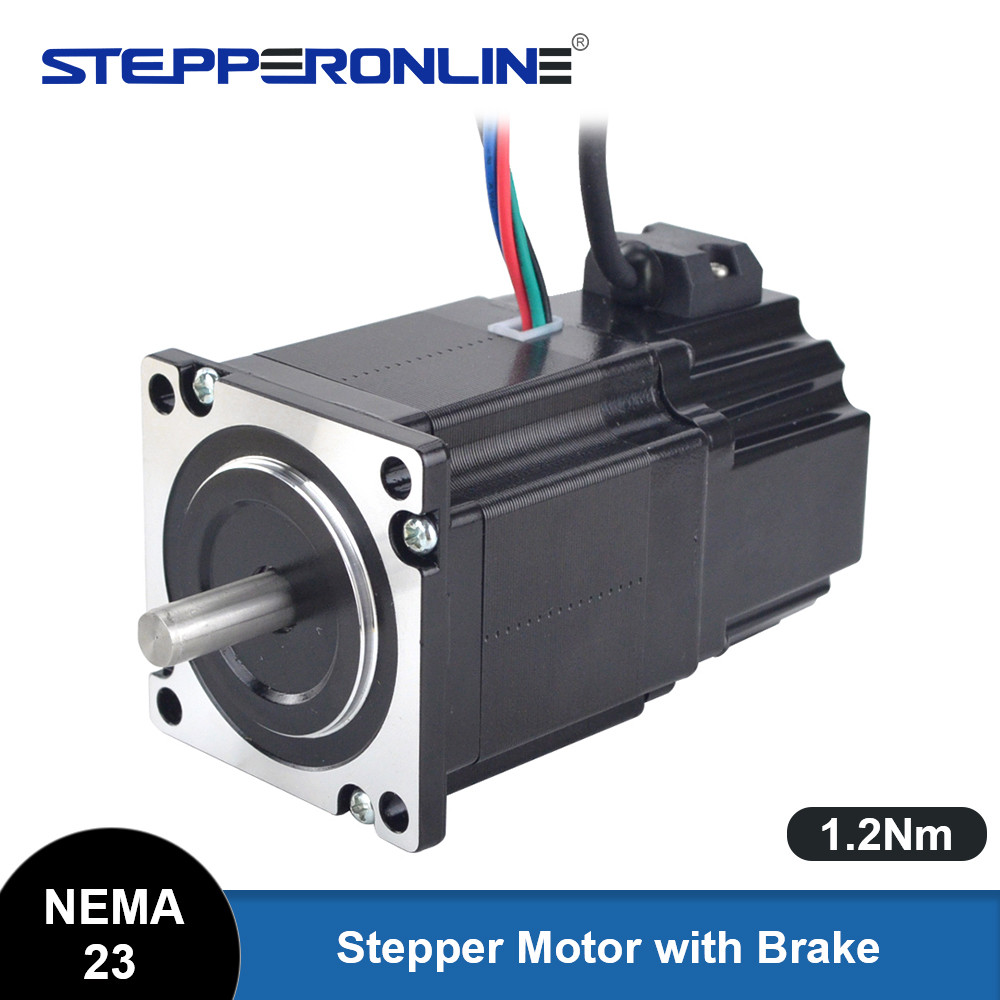 STEPPERONLINE Nema 23 Stepper Motor 1.2Nm with Electromagnetic Brake 4A 2 Phase Nema23 Open Loop