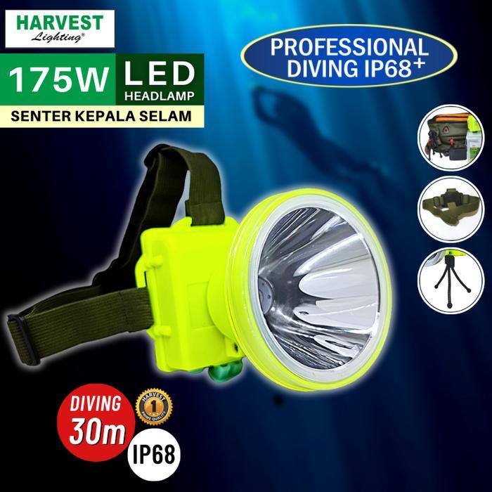 175W HEADLAMP PROFESSIONAL DIVING IP68 HARVEST LED SENTER KEPALA SELAM