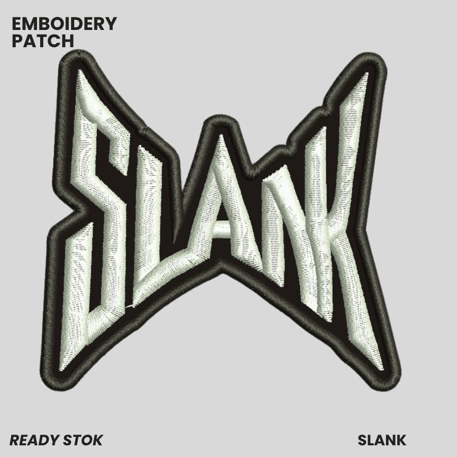 PATCH BORDIR LOGO SLANK PUTIH LIST HITAM V2 AKSESORIS EMBLEM UK STANDAR EMBROIDERY | STUDIO-73