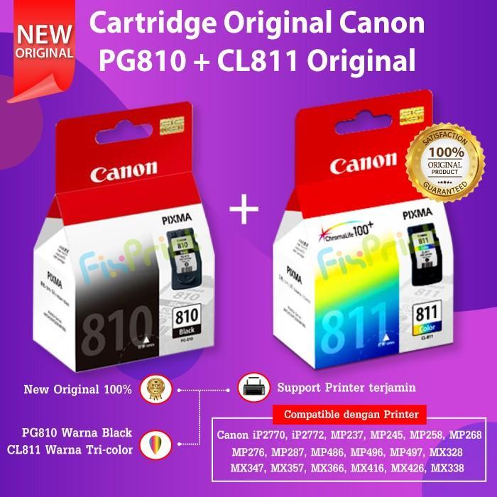 Paket Cartridge Canon Pg 810 Black Dan Cl 811 Color Original Datascrip Terbaru 