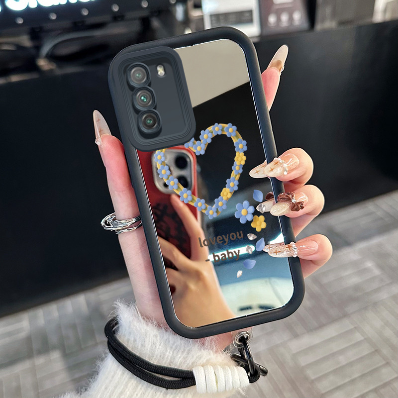 Casing Hp untuk POCO M3 Case Casing HP Softcase silikon Cermin tali pengikat jatuh karangan bunga ci