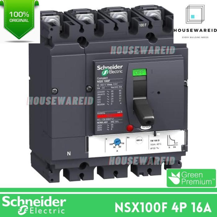 MCCB 4 PHASE 16 AMPERE NSX100F 4P 16A SCHNEIDER LV429647 / MCCB NSX100F 4P 16A 36KA SCHNEIDER