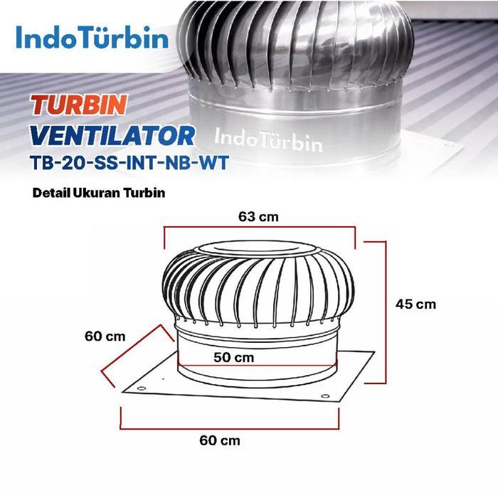 IndoTurbin Turbin Ventilator 20 Inch Stainless Steel Roof Turbine Ventilasi Atap Rumah & Pabrik