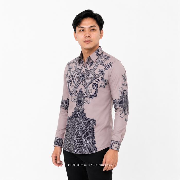 PROMO [Beli Lokal] Kemeja Batik Prakasa 1117 Motif Bara Slimfit Lengan Panjang Batik Solo Baju