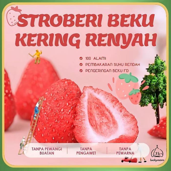 Freeze Dried Strawberry - Snack Buah Strawberry Kering - Freeze Dried Strawberry - Cemilan Sehat