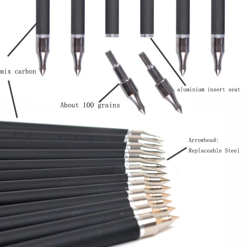 1617182022 Inches Spine 400Crossbow Bolt Carbon Arrow Crossbow Arrows for Bow and Arrow Hunting