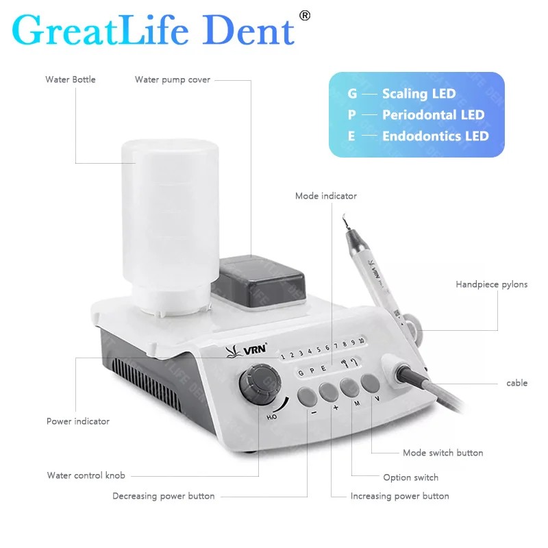 Wireless Dental Scaler 500ML Ultrasonic Scaler With LED Detachable Handpiece Dental Ultrasound
