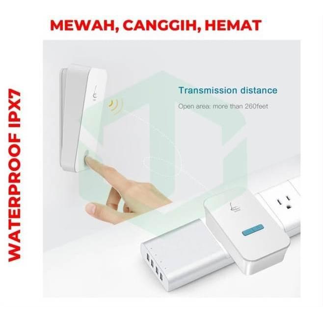 BEL RUMAH WIRELESS BELL PINTU DOORBELL BEL TANPA BATERAI